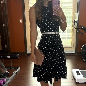 Polka Dot Sleeveless Black Dress